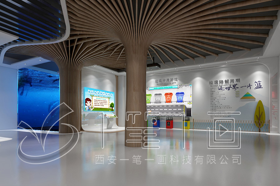 生態(tài)保護展廳平面圖,數(shù)字化環(huán)保展館設(shè)計,智能環(huán)保展廳建設(shè)